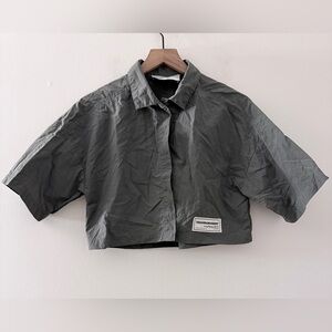 The Giving Movement army green Oversized button up shirt short sleeve cropped S